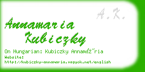 annamaria kubiczky business card